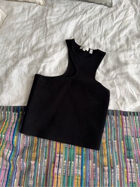 A.L.C. Black Asymmetric Crop Tank